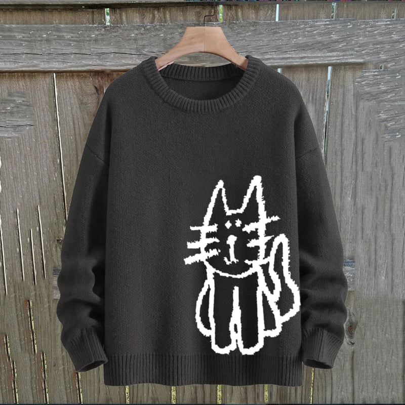 Women's Cat Knitted Art Cozy Sweater elevenforest