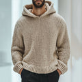 Men's Vintage Woven Solid Color Hooded Sweater elevenforest