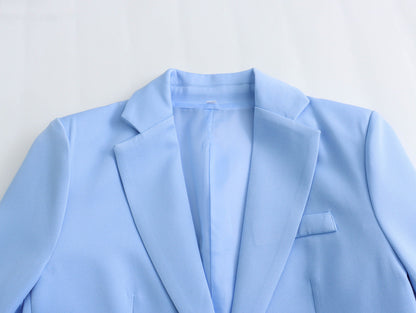 Spring Straight Cut Blazer Vertical Straight Leg Pants Suit – and Stylish Outfit for