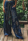 Holiday Floral Embroidered Linen Track Pants elevenforest