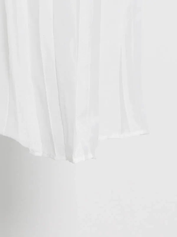 Original Sleeveless Irregularity Color High-neck T-shirt Top&pleated Skirt Bottom Two Pieces Set
