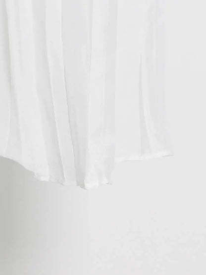Original Sleeveless Irregularity Color High-neck T-shirt Top&pleated Skirt Bottom Two Pieces Set