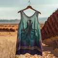 Women's Vintage Cthulu Celtic Gradient Art  Linen Vest elevenforest