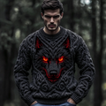 Men's Wolf Inspired Viking Celtic Jacquard Cozy Sweater elevenforest