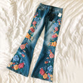 Vintage Japanese Sakura Applique Embroidery Art Design Jeans elevenforest