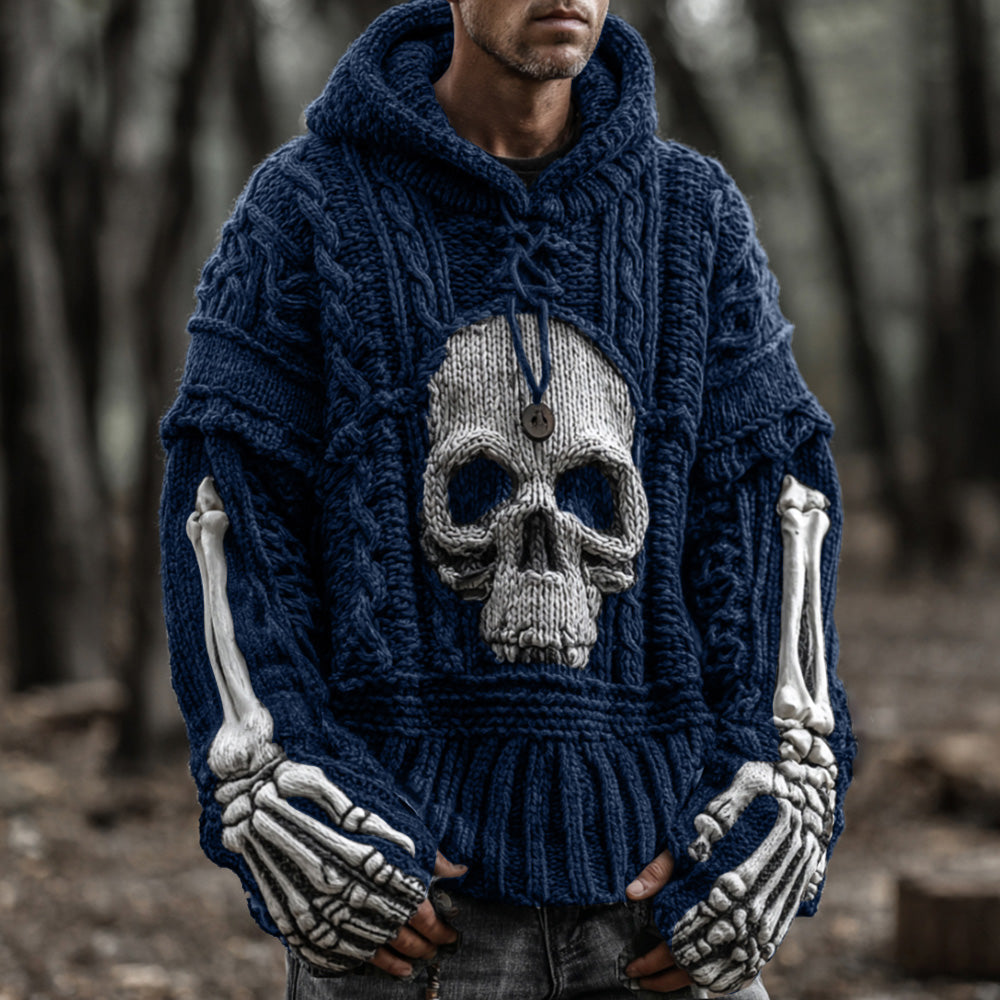 Men's Vintage Viking-style Skull-patterned Warm Sweater elevenforest