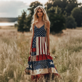 Women's Independence Day Patch Art Line Tank Dress elevenforest