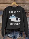 Comstylish Lonely Nihilistic Penguin Vintage Print Crew Neck Sweatshirt