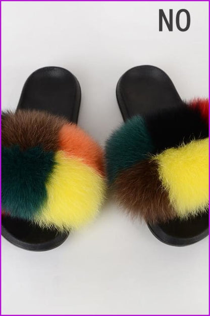 {5-7 Days Wait for Make} New Color Fox Fur Slides F639