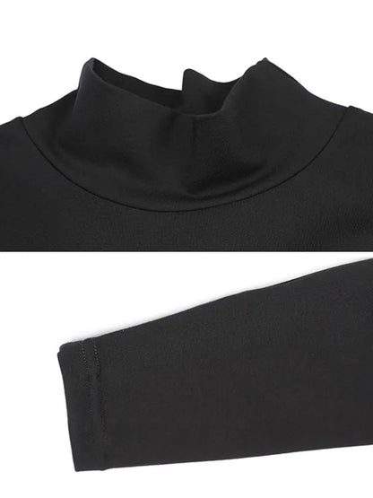 Black False-two Split-joint High-neck Sweatshirt T-shirt