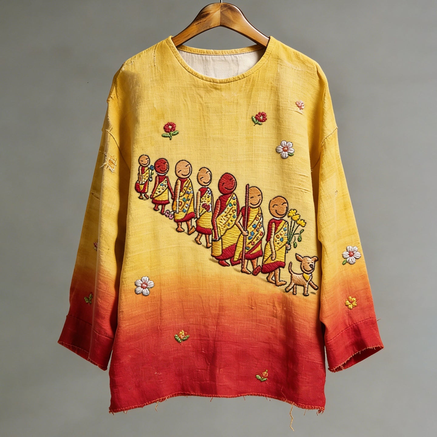 Comstylish Walk For Peace Love In Every Step Monk And Dog Print T-shirt