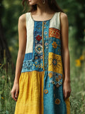 Vintage Petrykivka Folk Art Ukraine Colorblock Linen Tank Dress elevenforest