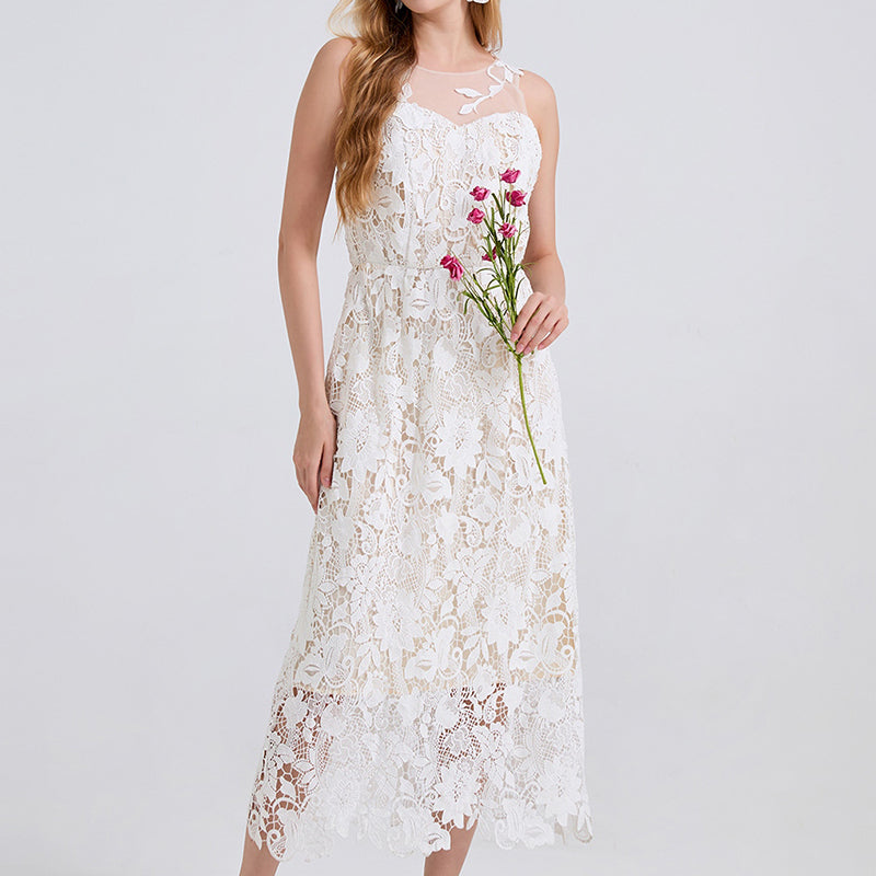 Women's Embroidered Floral Lace Dress elevenforest