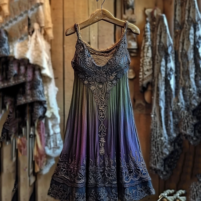 Vintage Viking Violet Gradient Tribal Pattern Comfy Tank Dress elevenforest