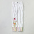 Retro Colorful Flowers Embroidered Art Inspiration Design Jeans elevenforest
