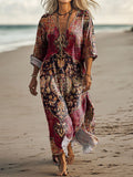 Women's Ethnic Pattern Art Print Pocket Cotton Dress
