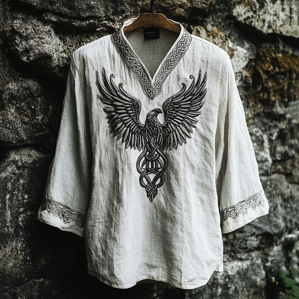 Men's Celtic Knot Eagle Totem Mythology Long Sleeve T-shirt elevenforest