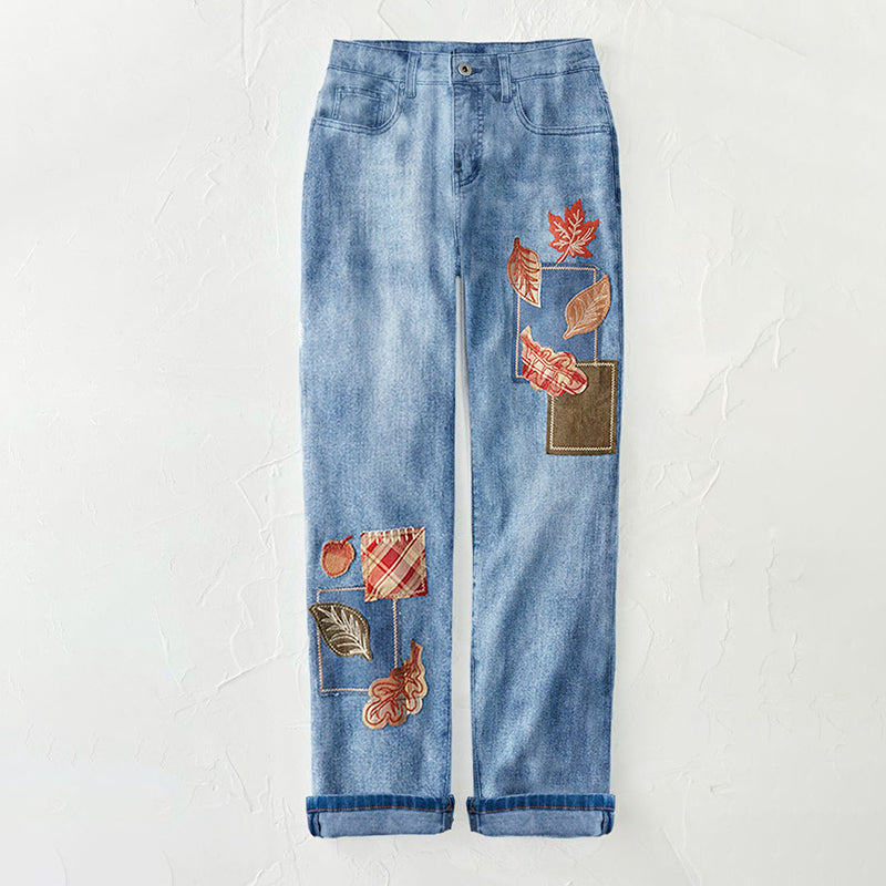 Canadian Maple Leaf Patchwork Inspiration Design Jeans elevenforest
