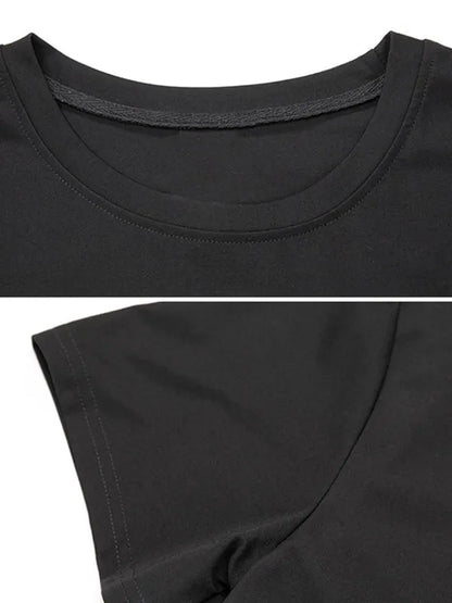 False Two Loose Printing Split-joint Round-neck T-shirts Tops