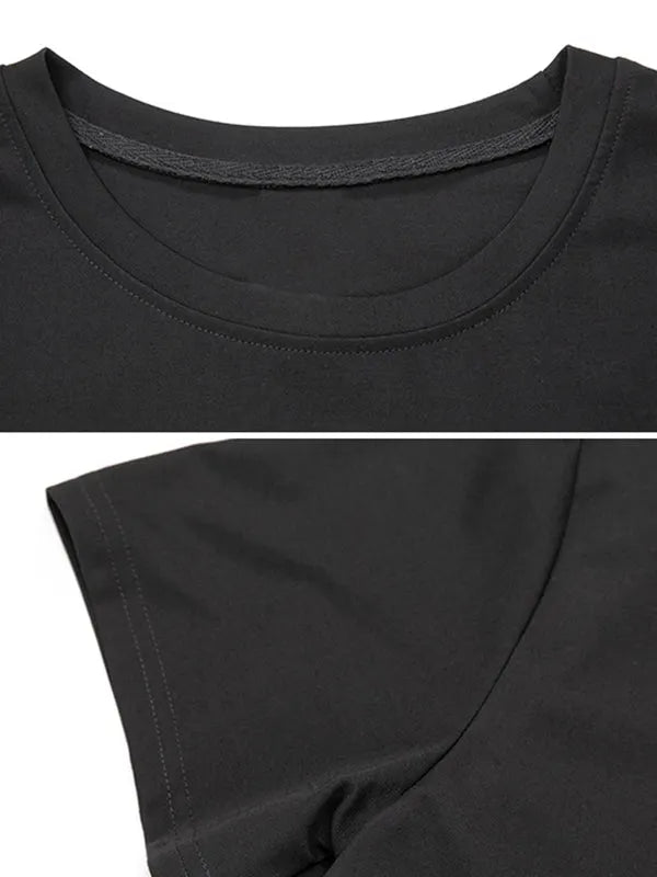 False Two Loose Printing Split-joint Round-neck T-shirts Tops