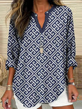 Comstylish Women's Greek Geometric Art Linen Blend Cozy Tunic