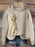 Comstylish Fuzzy Golden Doodle Dog Felt Cozy Knit Hooded Sweater