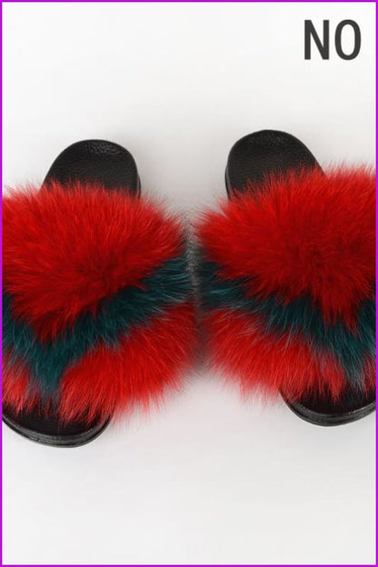 {5-7 Days Wait for Make} New Color Fox Fur Slides F639