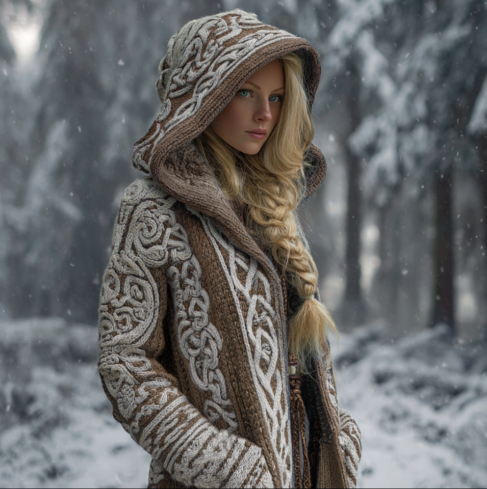 Viking Style Women's Thick Sweater Coat elevenforest