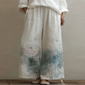 Women's Japanese-style Lotus Pattern Linen Trousers elevenforest