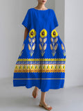 Women's Vintage Sunflower Print Dress elevenforest