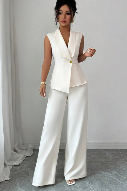 Asymmetric Two Piece Vest Pants Set