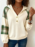 Women'S Plaid Patchwork Textured Sweatshirt 