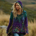 Women's Vintage Floral Art Cozy Hoodie elevenforest