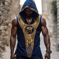 Men's Eye Of Horus Ancient Egyptian Embroidered Hooded Linen Tank elevenforest