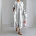 Comstylish Funny Carrot Rabbit Stripe Casual Linen Dress