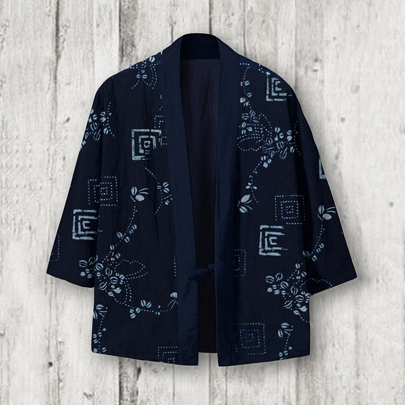 Men's Japanese Art Linen Blend Kimono Cardigan elevenforest