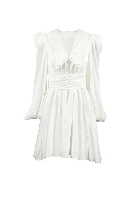 Milena V-neck Lantern Sleeve Mini Dress