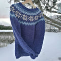 Vintage Álafoss Warmth Knit Jacquard Icelandic Crew Neck Sweater（Unisex） elevenforest