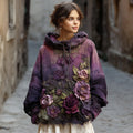 Women's Vintage Rose Floral Knitted Warm Hoodie elevenforest