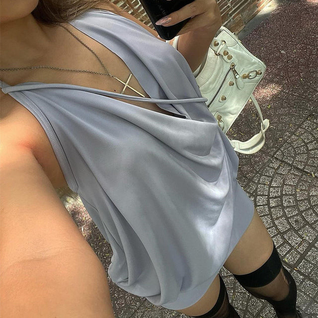 Taruxy Deep V Neck Dress for Off Shoulder Bandage Sleeveless Mini Dresses Beach Holiday Backless Dress Woman