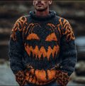 Halloween Pumpkin Pattern Design Dark Retro Men's Thick Sweater Top artswardrobe