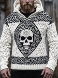 Men's Viking Skull Inspired Jacquard Comfy Hooded Sweater elevenforest