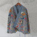 Japanese Embroidery Flower Art Cozy Fleece Kimono Cardigan elevenforest