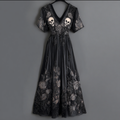 Halloween Skeleton Element V-neck Short Sleeve Dress elevenforest