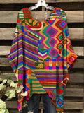 Women's Vintage Colorful Ethnic Print Design Top