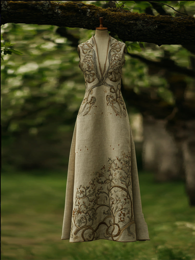 Viking-style Small V-neck Sleeveless Dress elevenforest