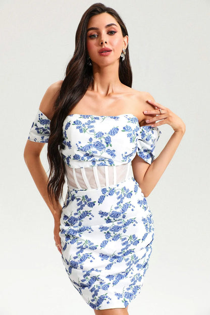 One-shoulder Backless Mini Dress Blue