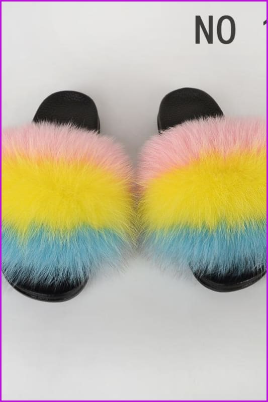 {5-7 Days Wait for Make} New Color Fox Fur Slides F639