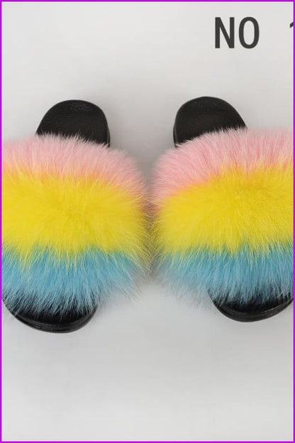 {5-7 Days Wait for Make} New Color Fox Fur Slides F639