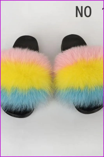 {5-7 Days Wait for Make} New Color Fox Fur Slides F639